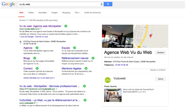 Google My Business Vu du Web