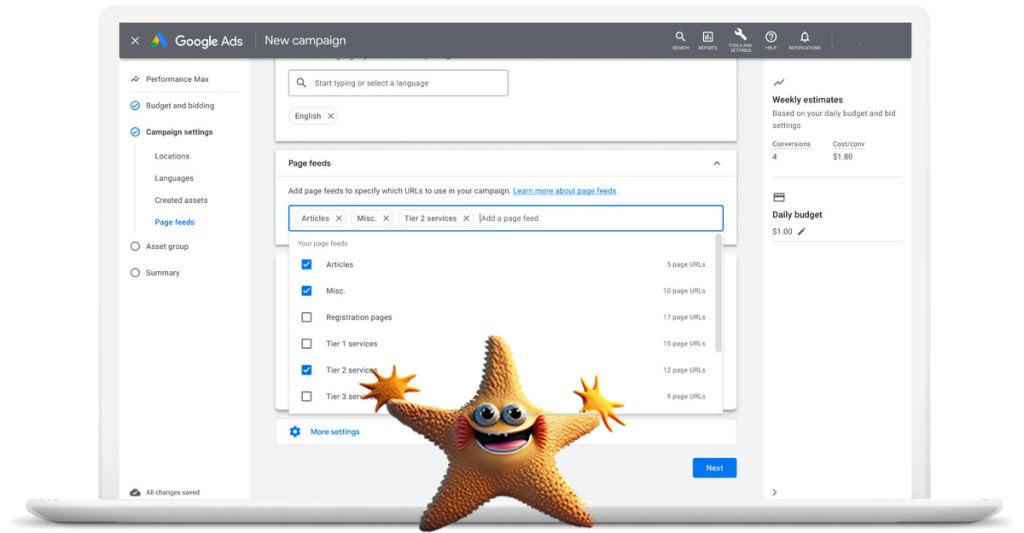 google performance max nouveautes pages